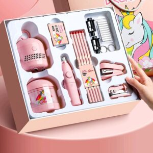 Magicwand Battery Operated Pencil Sharpener,Electric Eraser,Vacuum Cleaner Stationery Set with 10 Eraser Refills for Kids,Adults for Home Office School