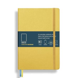 PAPERCOAL Notebook with Buckram Hard Cover - Sunshine - Unruled - Smart Size (200x135 mm) - 192 Pages - 80GSM Natural Shade - Flat Lay