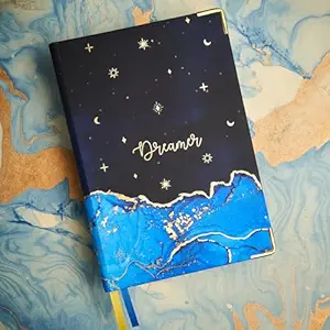 DOODLE Premium Hard Bound Notebook with Metal Corners | A5 (8.25 x 5.7) | 160 Pages, 80 gsm | Foam Padding | 2 Bookmark Ribbons | Flat Opening - Dreamy Sky