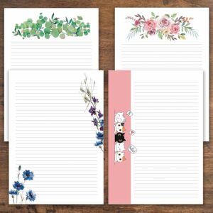 Zaslan Floral Cute Project Papers, Stationery Writing Paper 100 GSM (Pack of 68 Project Sheets - A4 Size - Ruled One Side) Combo 1…