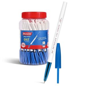 Reynolds 045 60 PENS BLUE | PENS WITH COMFORTABLE GRIP |BALL PENS FOR WRITING | PEN FOR STUDENTS & OFFICE STATIONERY | 0.7 mm TIP SIZE