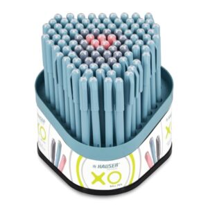 HAUSER XO Ball Pen Box Stand Pack | Tip Size 0.7 mm | Comfortable Grip With Smudge Free Writing | Sturdy, Refillable Pen | Blue, Black & Red Ink, Pack of 100