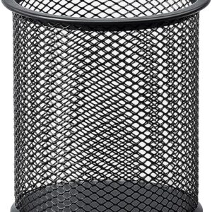 GLUN® Cylendrical Black Mesh Metal Desk Pen, Pencil and Other Stationery Organiser Holder