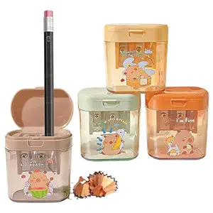 FunBlast Kawaii Capybara Pencil Sharpener – Set of 4 Pcs Sharpener for Kids with Two-Holes, Stationery Items Aesthetic, Stylish Sharpener for Kids, Birthday Return Gifts for Kids