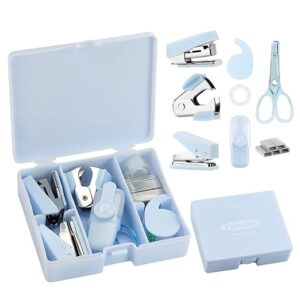 Stationery Items Handbook Tool Box, Cute Stationery 8 Multipurpose Combo Pack Stapler Machine, Staples Hole Puncher Paper Scissor